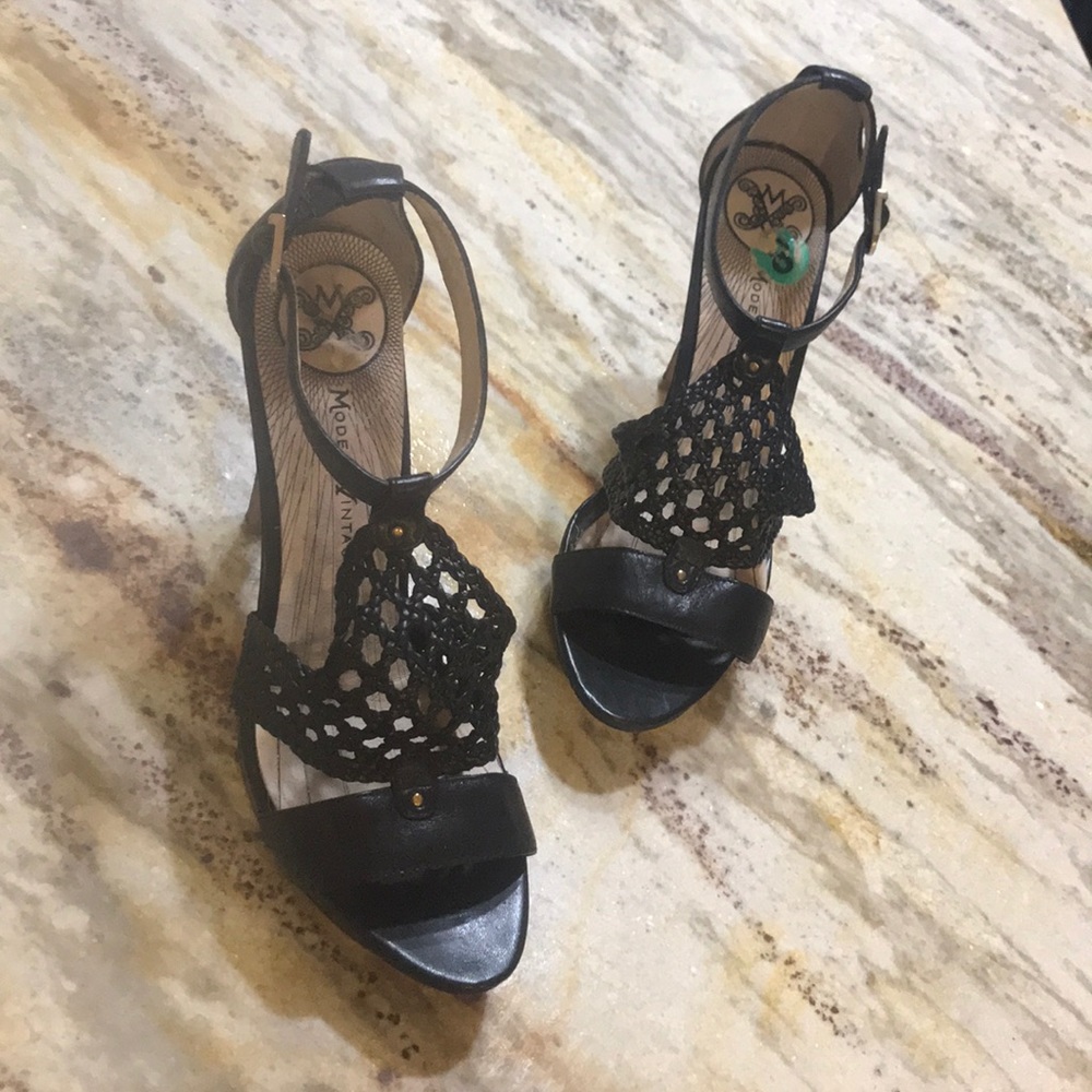 Black open toe high heels